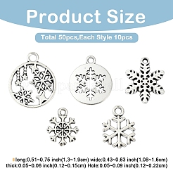 50Pcs 5 Styles Tibetan Style Alloy Charms&nbsp;FIND-YW0010-23