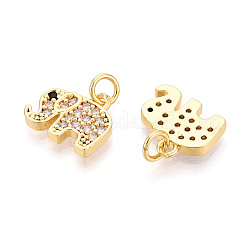 Brass Micro Pave Cubic Zirconia Charms&nbsp;KK-N257-68G