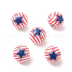 Independence Day Themes Wood European Beads&nbsp;WOOD-I014-01E