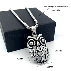 Vintage Gothic Owl Pendant 304 Stainless Steel Men’s Necklaces&nbsp;II3155