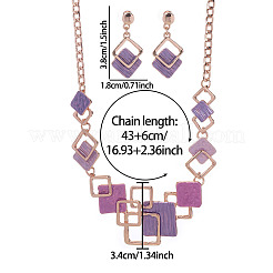 Rhombus Zinc Alloy Enamel Pendant Necklaces & Stud Dangle Earrings Sets&nbsp;WG3ED7E-05