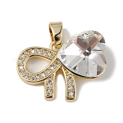 Real 18K Gold Plated Rack Plating Brass Micro Pave Clear Cubic Zirconia Pendants&nbsp;KK-C015-26G