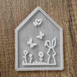 Easter Theme House with Butterfly & Rabbit Pattern DIY Silicone Table Lamp Molds&nbsp;SIMO-G008-01B