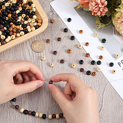 400pcs 4 styles  Natural Wood Beads&nbsp;WOOD-GF0002-16
