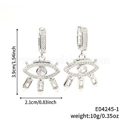 Fashionable Brass Clear Cubic Zirconia Eye Hoop Earrings&nbsp;CN7590-1