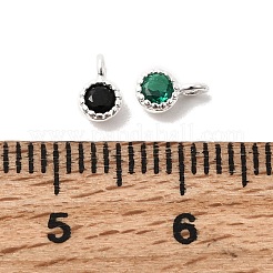 925 Sterling Silver Pave Cubic Zirconia Flat Round Charms&nbsp;STER-K188-05S