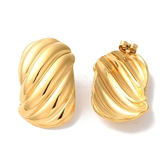 Stripe Oval Ion Plating(IP) 304 Stainless Steel Stud Earrings for Women&nbsp;EJEW-L287-026G