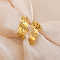 304 Stainless Steel Open Cuff Rings for Women&nbsp;RJEW-K302-02G