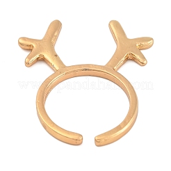 Christmas Deer Alloy Open Cuff Rings for Women&nbsp;RJEW-C106-01B-KCG