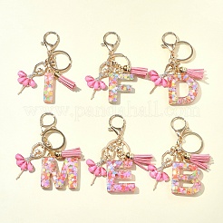 Letter A~Z Transparent Glitter Resin Pendant Keychains&nbsp;KEYC-FZ00024-17