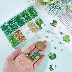 Saint Patrick's Day Theme DIY Alloy Enamel & Glass Beads Bracelets Making Kits&nbsp;DIY-SP0002-55