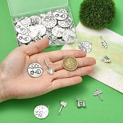 90Pcs 9 Styles Camping Theme Tibetan Style Alloy Pendants&nbsp;FIND-CJ0005-64