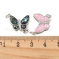 Rack Plating Brass & Cubic Zirconia & Shell & Enamel Box Clasps&nbsp;KK-S373-04P