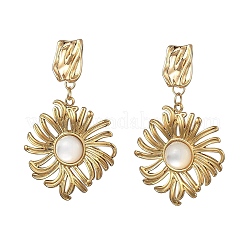 304 Stainless Steel & Natural Shell Dangle Earrings for Women&nbsp;EJEW-JE07213-02