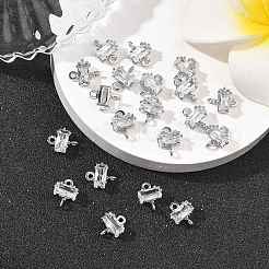 SHEGRACE Brass Pave Cubic Zirconia Rectangle Connector Charms&nbsp;XGRQ2O062-438A-P