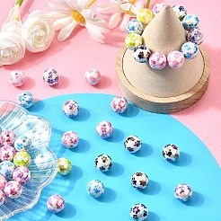 50Pcs AB Color Printed Opaque Acrylic Beads&nbsp;OACR-CJ0002-27