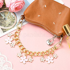 Alloy Pink Enamel Flower Charm Bag Decorative Chains&nbsp;FIND-YWC0005-08