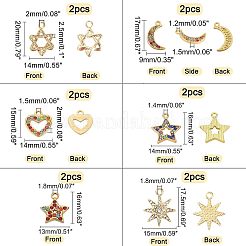 12Pcs 6 Style Alloy Rhinestone Pendants&nbsp;FIND-FH0002-72