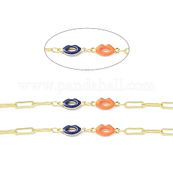 Handmade Enamel Lip Link Chains&nbsp;CHC-M024-05G-03
