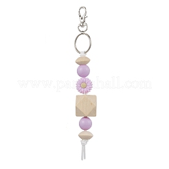 Wood & Acrylic & Silicone Beaded Keychain&nbsp;KEYC-JKC00798