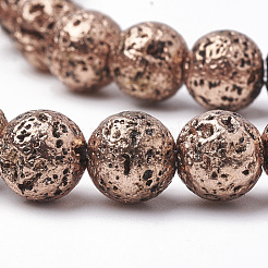 Electroplated Natural Lava Rock Beads Strands&nbsp;G-T098-01C-06