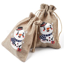 30Pcs 15 Styles Christmas Printed Jute Cloth Storage Pouches&nbsp;ABAG-YW0001-10