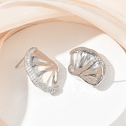 Brass Micro Pave Cubic Zirconia Stud Earrings for Women&nbsp;EJEW-A167-22P