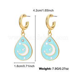 Teardrop with Moon Zinc Alloy Enamel Dangle Stud Earrings&nbsp;FS-WGAA5F7-02