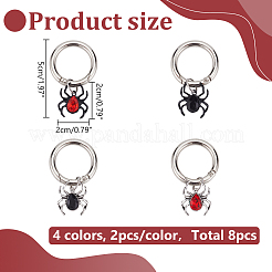 8Pcs 4 Styles Spider Alloy Rhinestone Shoes Charms&nbsp;PALLOY-WR00002
