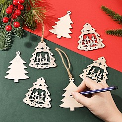 20Pcs 2 Styles Christmas Tree Wooden Pendant Decorations&nbsp;WOOD-YW0001-72