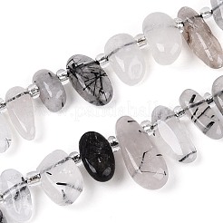 Natural Black Tourmalinated Quartz Beads Strands&nbsp;G-Z091-A31
