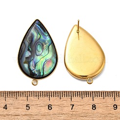 304 Stainless Steel Pave Natural Paua Shell Stud Earring Findings&nbsp;STAS-Z125-06G