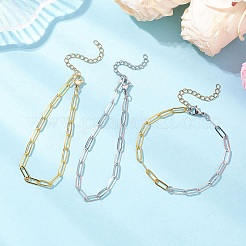 3Pcs 304 Stainless Steel & Brass Paperclip Chain Bracelets Set for Women&nbsp;BJEW-JB12658