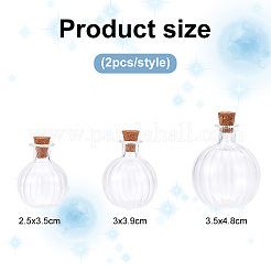 6Pcs 3 Style Chunky Glass Ball Wishing Bottle Ornament&nbsp;AJEW-DR0001-06