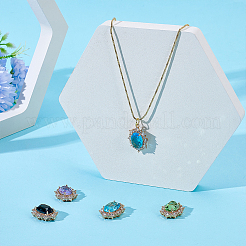 5Pcs 5 Colors Brass Glass Clear Cubic Zirconia Pendants&nbsp;KK-WR0001-66