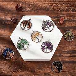 8Pcs 8 Colors Gemstone Pendants&nbsp;G-SC0002-21R