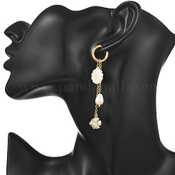 Natural Freshwater Shell & 316 Surgical Stainless Steel Charms Dangle Earrings for Women&nbsp;EJEW-JE07141