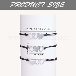 3Pcs 3 Style 430 Stainless Steel Heart Link Bracelets Set&nbsp;JB715A