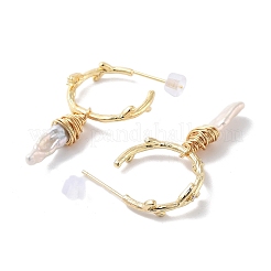 Natural Pearl Ear Studs&nbsp;EJEW-P256-50G