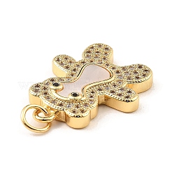 Brass Cubic Zirconia with Shell Pendants&nbsp;KK-K342-07G