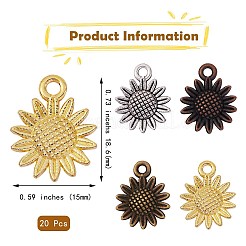 80Pcs 4 Colors Tibetan Style Alloy Pendants&nbsp;FIND-SZ0001-84