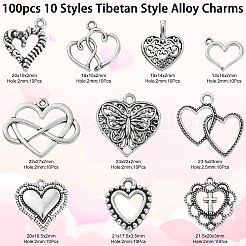 100pcs 10 Style Tibetan Style Alloy Charms&nbsp;TIBEP-CJ0001-39