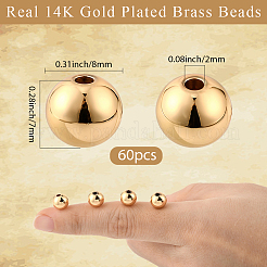60Pcs Rack Plating Brass Beads&nbsp;KK-PA0001-03E-G