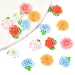24Pcs 6 Styles Opaque Resin Flowers Cabochons&nbsp;RESI-FS0002-16