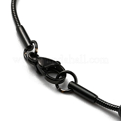 304 Stainless Steel Round Snake Chain Necklace with Oval Beaded&nbsp;NJEW-E098-04EB