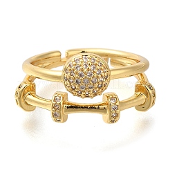 Adjustable Rack Plating Brass Micro Pave Cubic Zirconia Rings for Women&nbsp;LS-RJEW-S244-01G-A