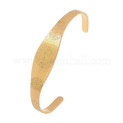 Saint Benedict Religion 304 Stainless Steel Cuff Bangles for Women&nbsp;BJEW-S181-01G