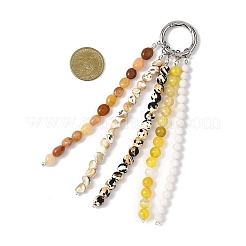 Natural Golden Silk Jade & Malaysia Jade & Trochus Shell & Synthetic Turquoise & Striped Agate/Banded Agate Beads Pendant Decorations&nbsp;HJEW-JM04555