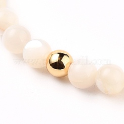 Natural White Shell Mother of Pearl Shell Stretch Beaded Bracelets&nbsp;BJEW-JB05730-02