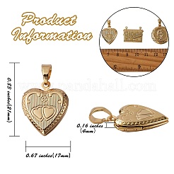 5Pcs 5 Style Brass Locket Pendants&nbsp;KK-SZ0004-02